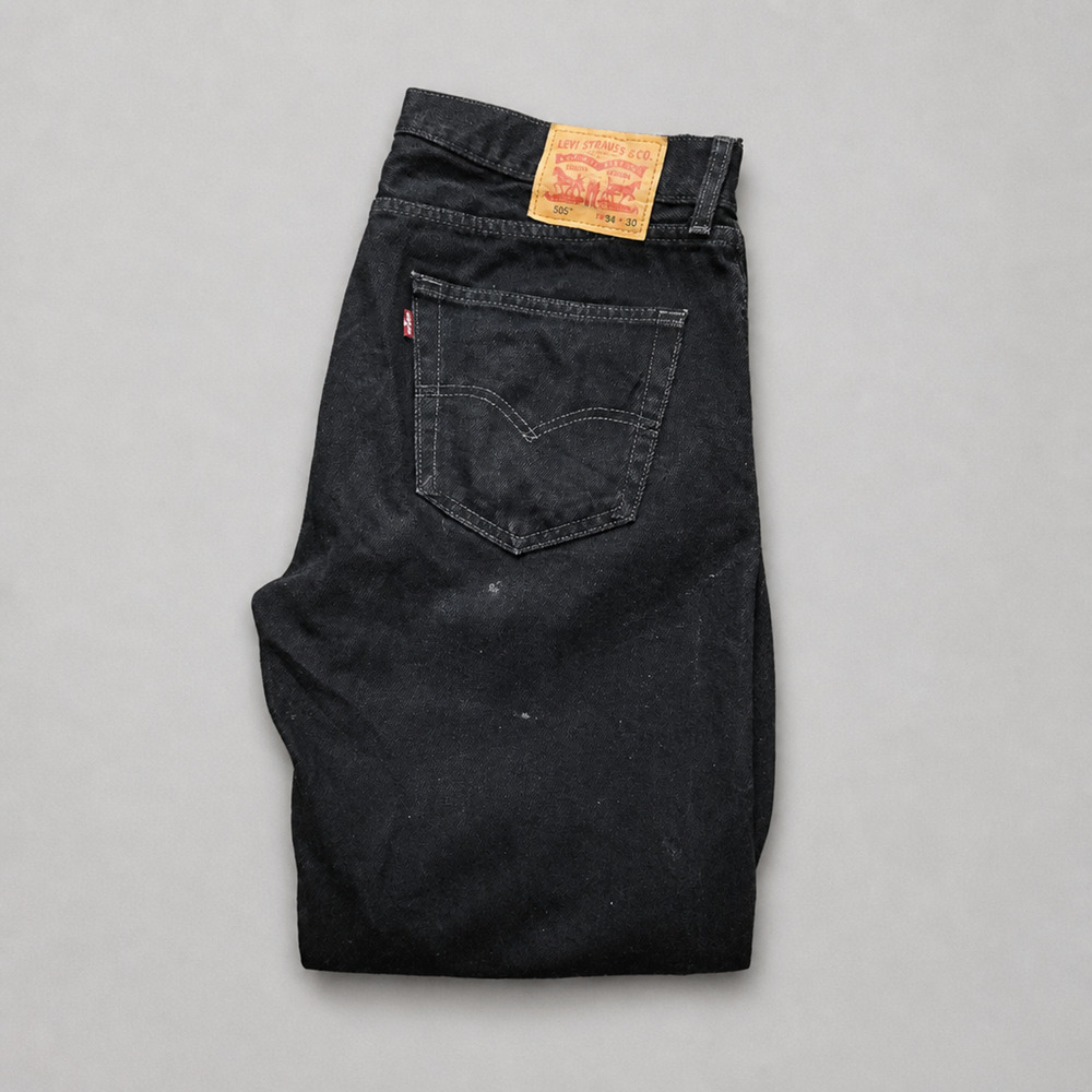 Levi's 505 Jeans Mens 34x30 Black Regular Fit Straight Leg 100% Cotton